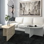 Hanah Home Dolunay Juego de Mesas de Centro Gris y Travertino